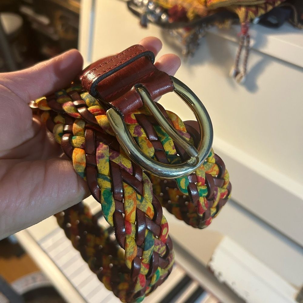 Escada Colorful Braided Belt with Gold Buckle Made in Italy 42 - Picture 4 of 15
